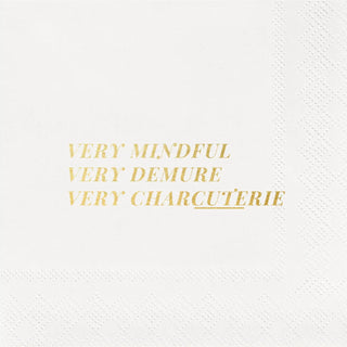 Demure Charcuterie Cocktail Napkin White & Gold - Set of 20