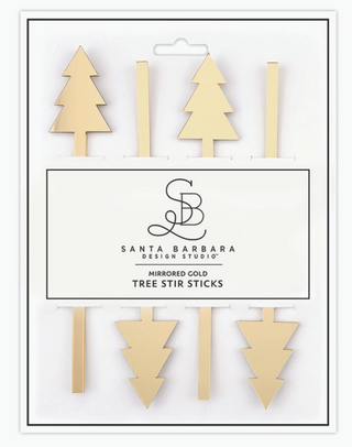 Mirrored Gold Tree Stir Sticks - Set of 4
