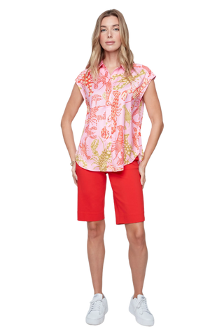 Printed Light Satin Sleeveless Blouse - Rosebloom