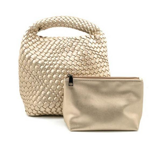 BC 2458 Mini Woven Hobo Bag Champagne
