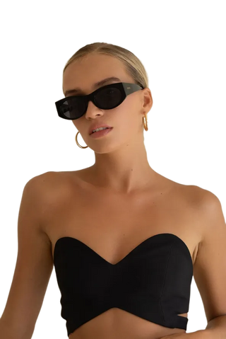 Layla Acetate Oval Sunglasses - Black