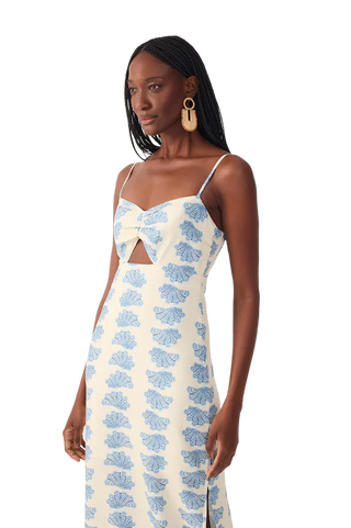 Off-white Aquarium Cut-out Sleeveless Linen Maxi Dress