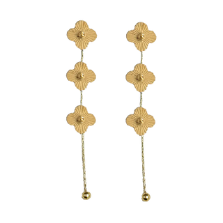 Gold Clover Duster Drop Earrings