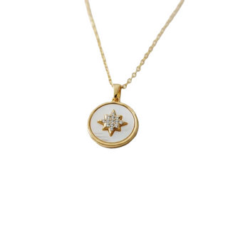 Geometric Star Zirconia Shell Necklace